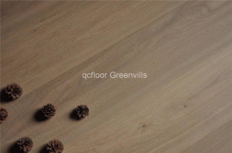 Russian White Oak Engineered Wood Floor Handscraped Smoked UV Oiled Hardwood Floor